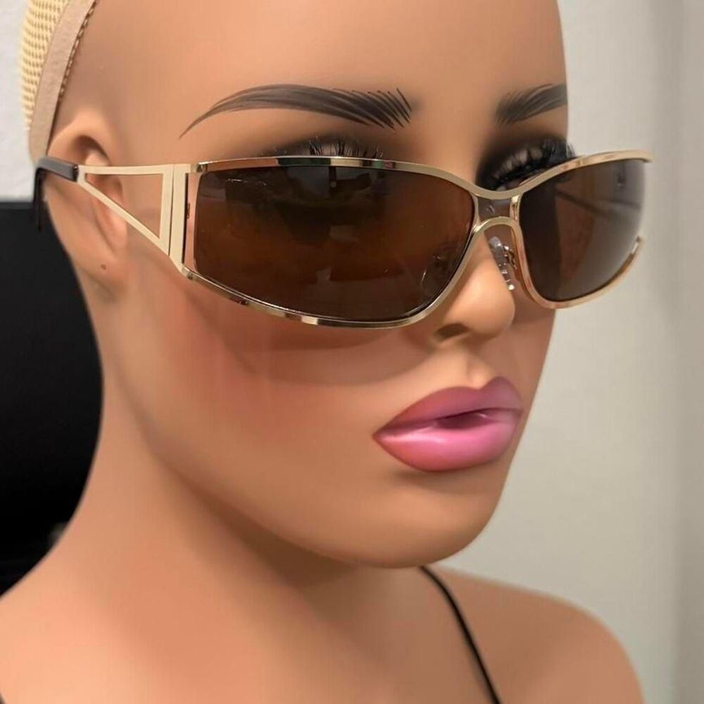 Women's Brown and Gold Sunglasses